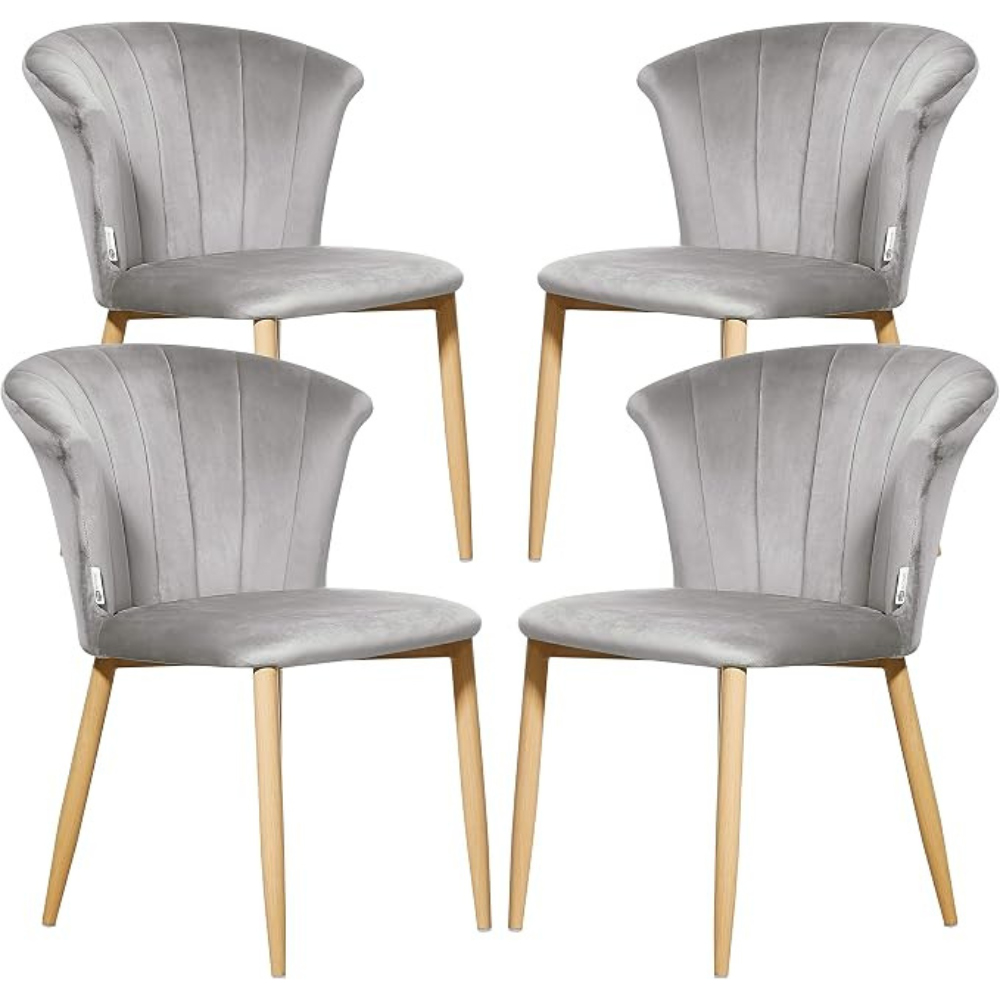 Life Interiors Elsa Grey Velvet Upholstered Dining Chair Set of 4 Image 5