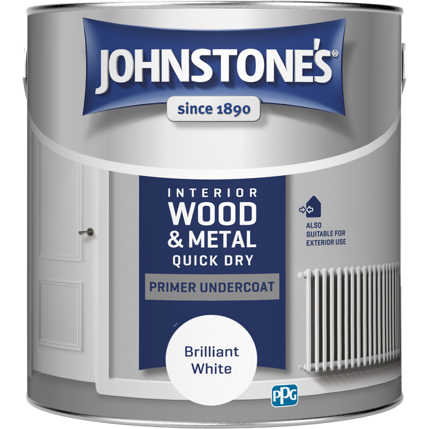 Johnstone's Quick Dry Primer Undercoat Briliant White Paint 2.5L Image 2