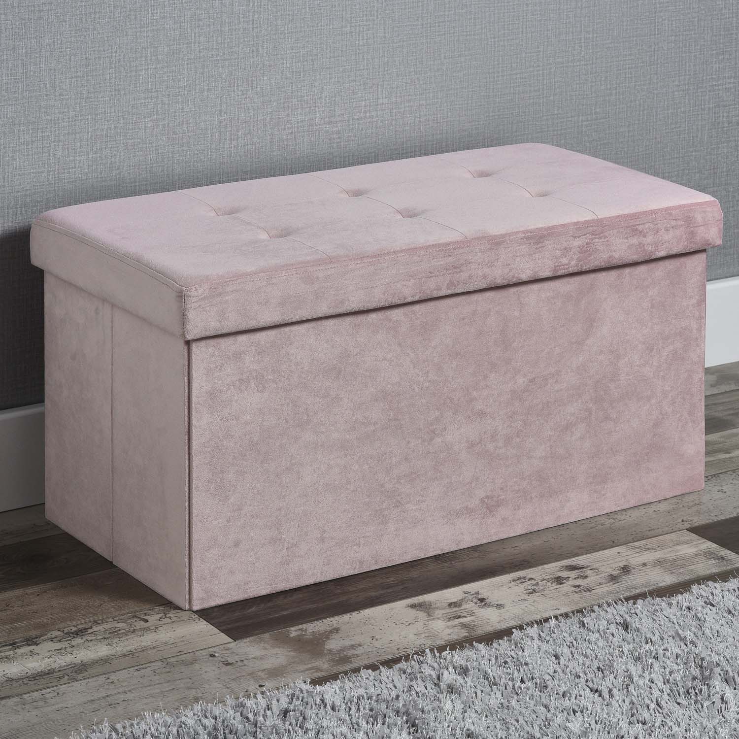 Seville Blush Brushed Velvet Storage Trunk Image 2