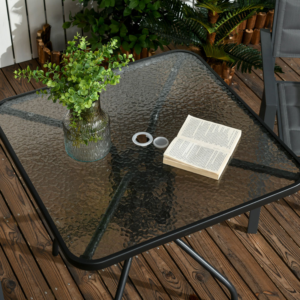 Outsunny Square Patio Table, Glass Top Garden Dining Table 76 x 76cm Image 6