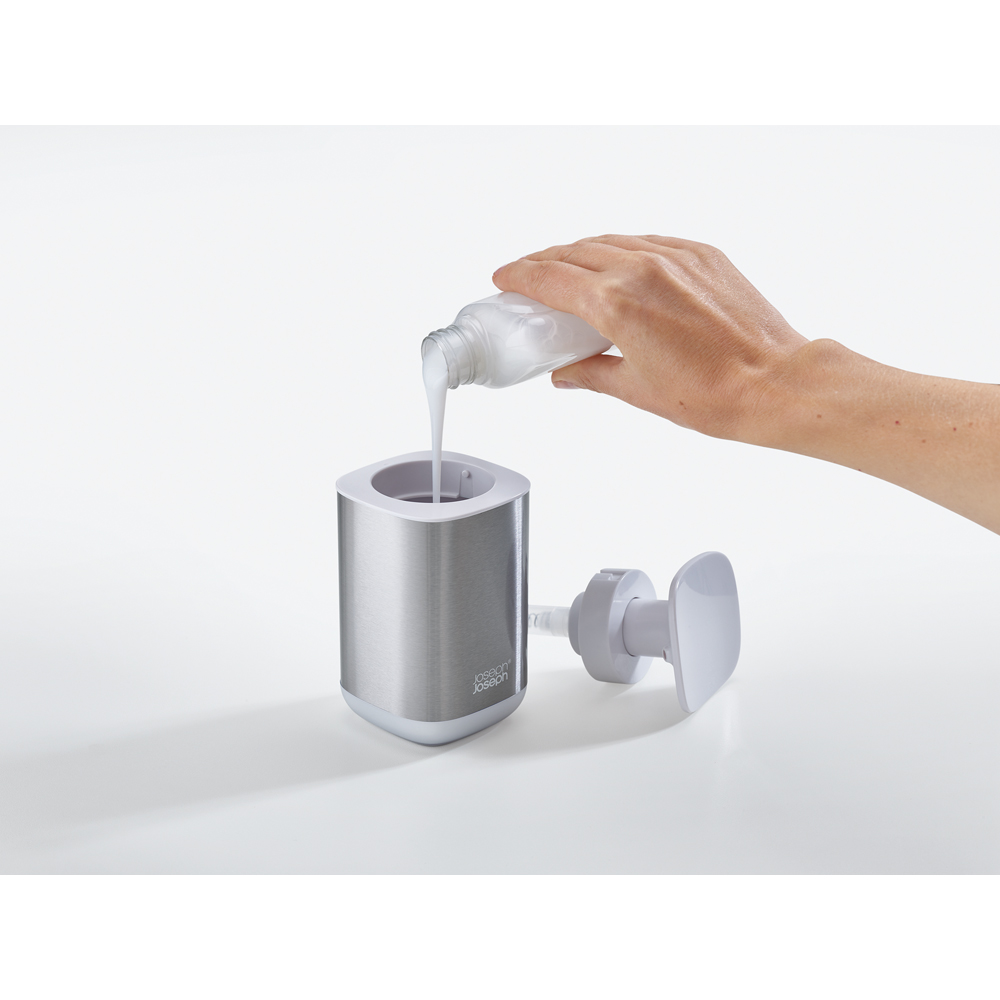 Joseph Joseph Presto White Stainless Steel Hygienic Soap Dispenser Image 5