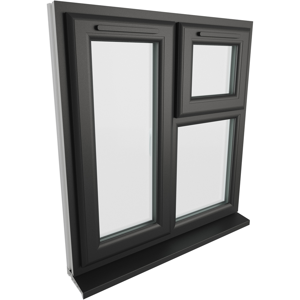 Crystal Black and White LH Side Hung and Top Opener Clear Triple Glazed Window 905 x 965mm Image 4
