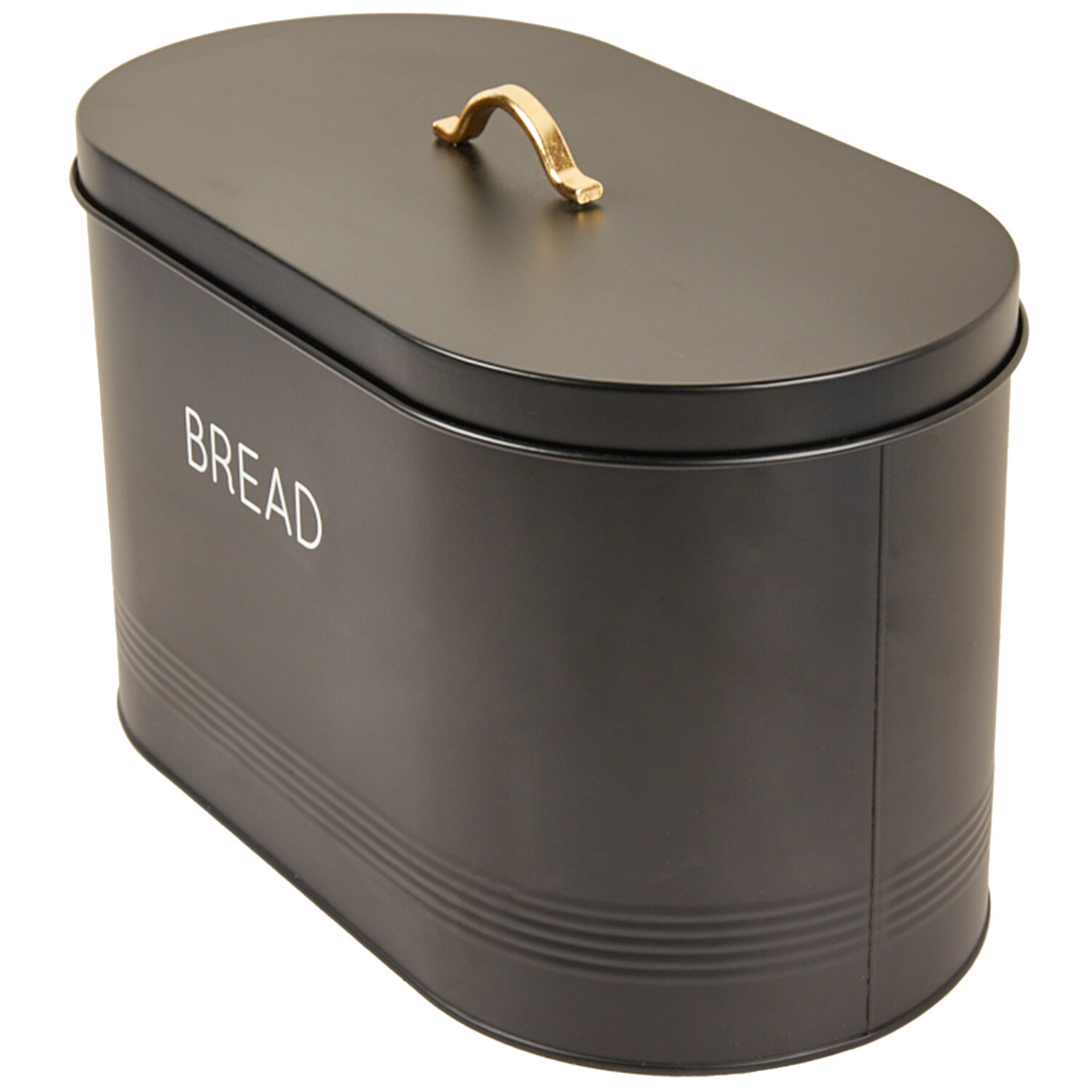 Black Oval Ribbed Bread Bin - Black Image 2