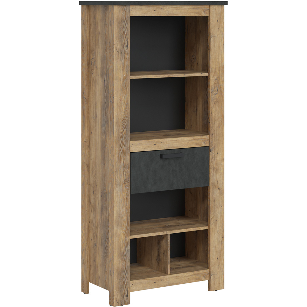 Furniture To Go Rapallo Chestnut and Matera Grey Single Drawer 5 Shelf Bookcase Image 7