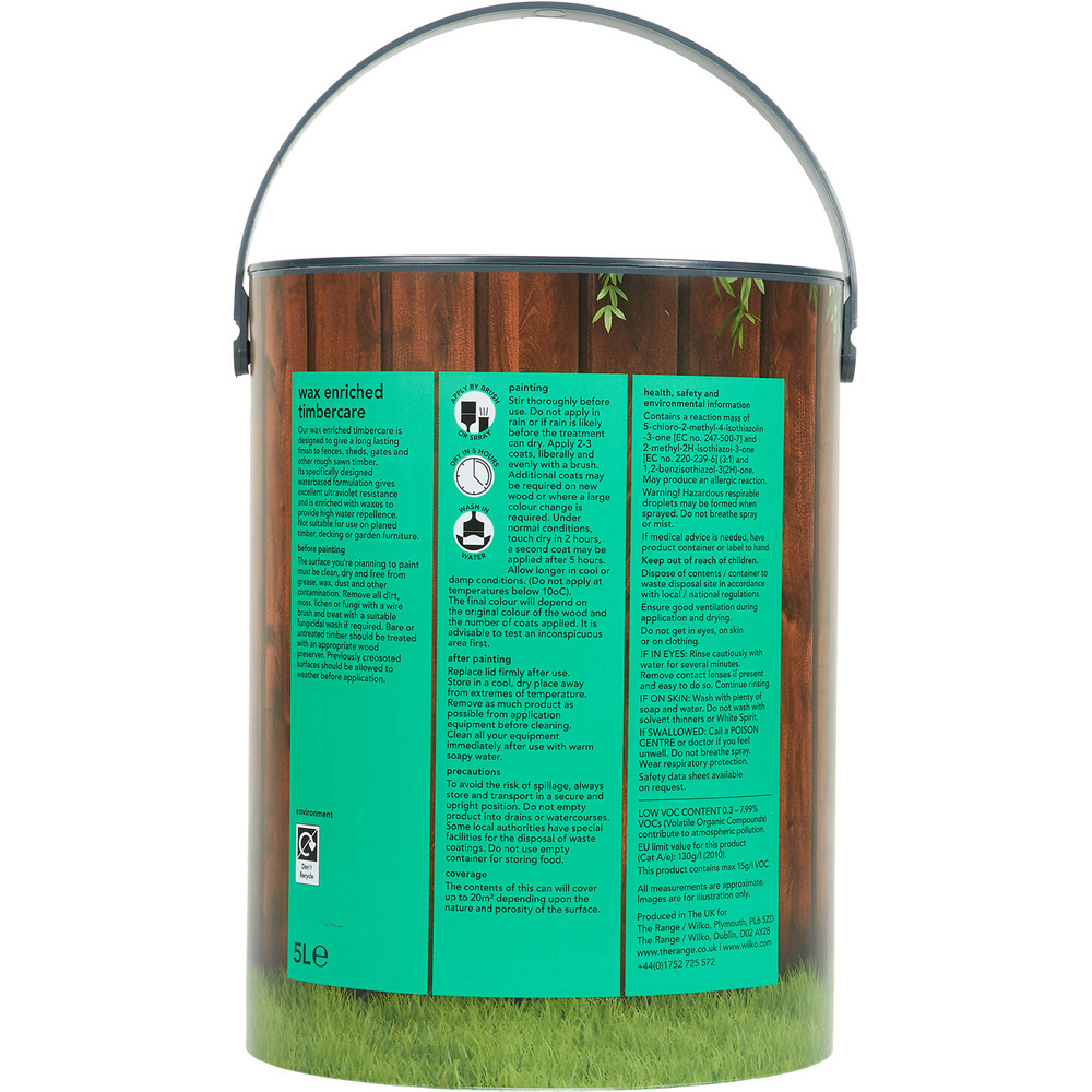 Wilko Wax Enriched Timbercare Silver Birch Wood Paint 5L Image 4