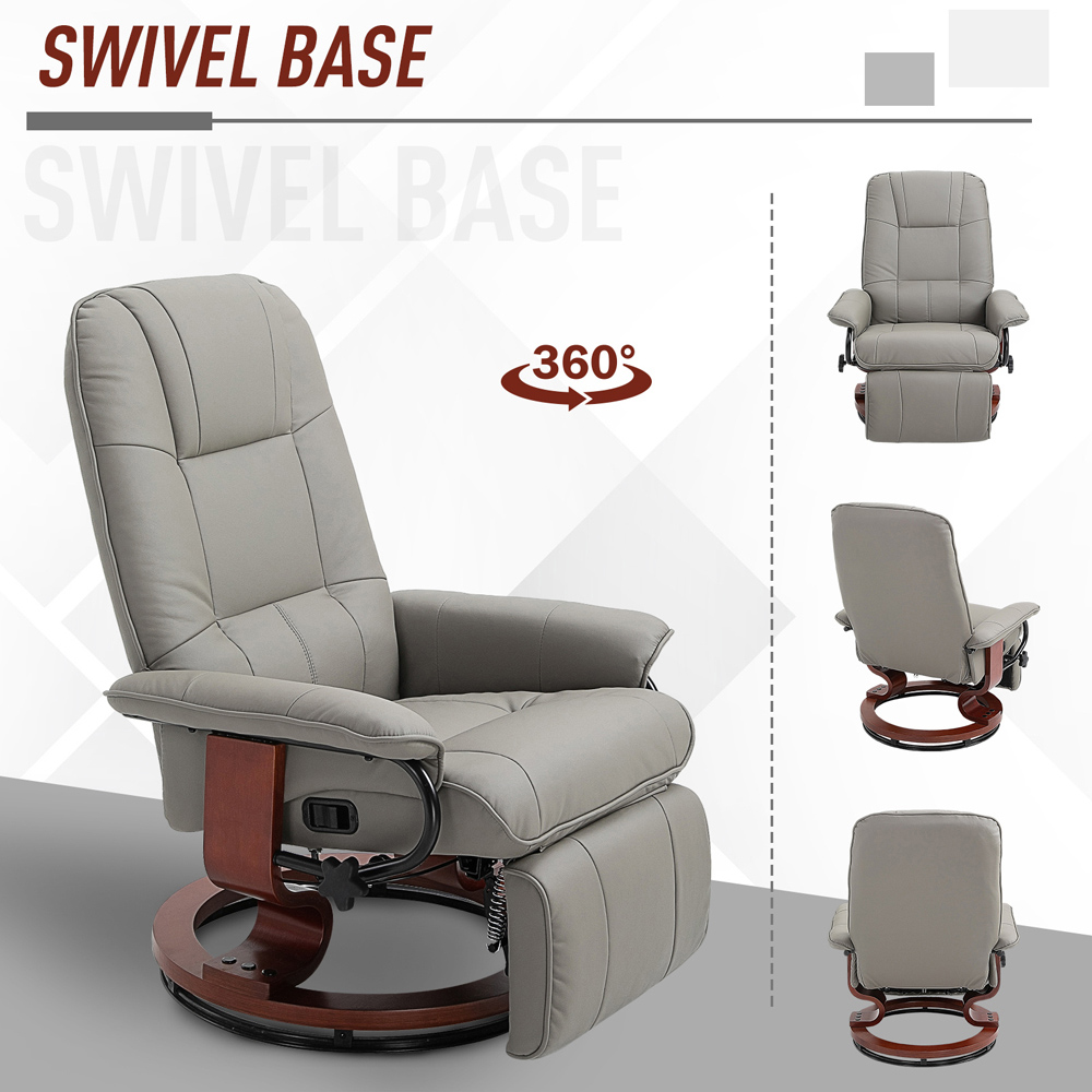Portland Grey Faux Leather Manual Recliner Chair Image 6
