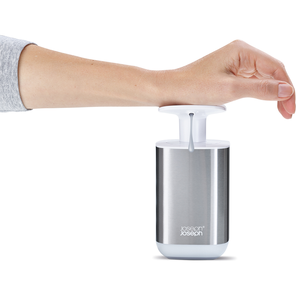 Joseph Joseph Presto White Stainless Steel Hygienic Soap Dispenser Image 3