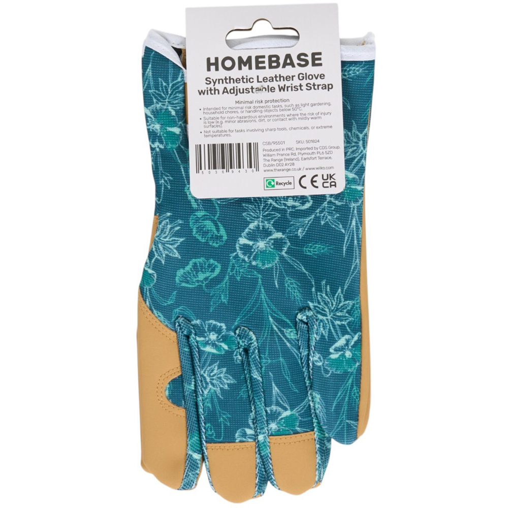 Glove with Adjustable Wrist Strap Teal Image 2