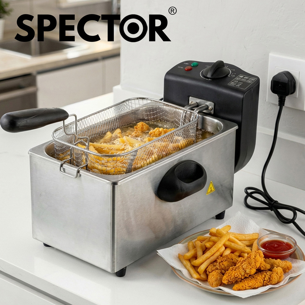 Spector FR1010-BK-UK Chip Pan Basket Stainless Steel Deep Fat Fryer 3L 2000W Image 8
