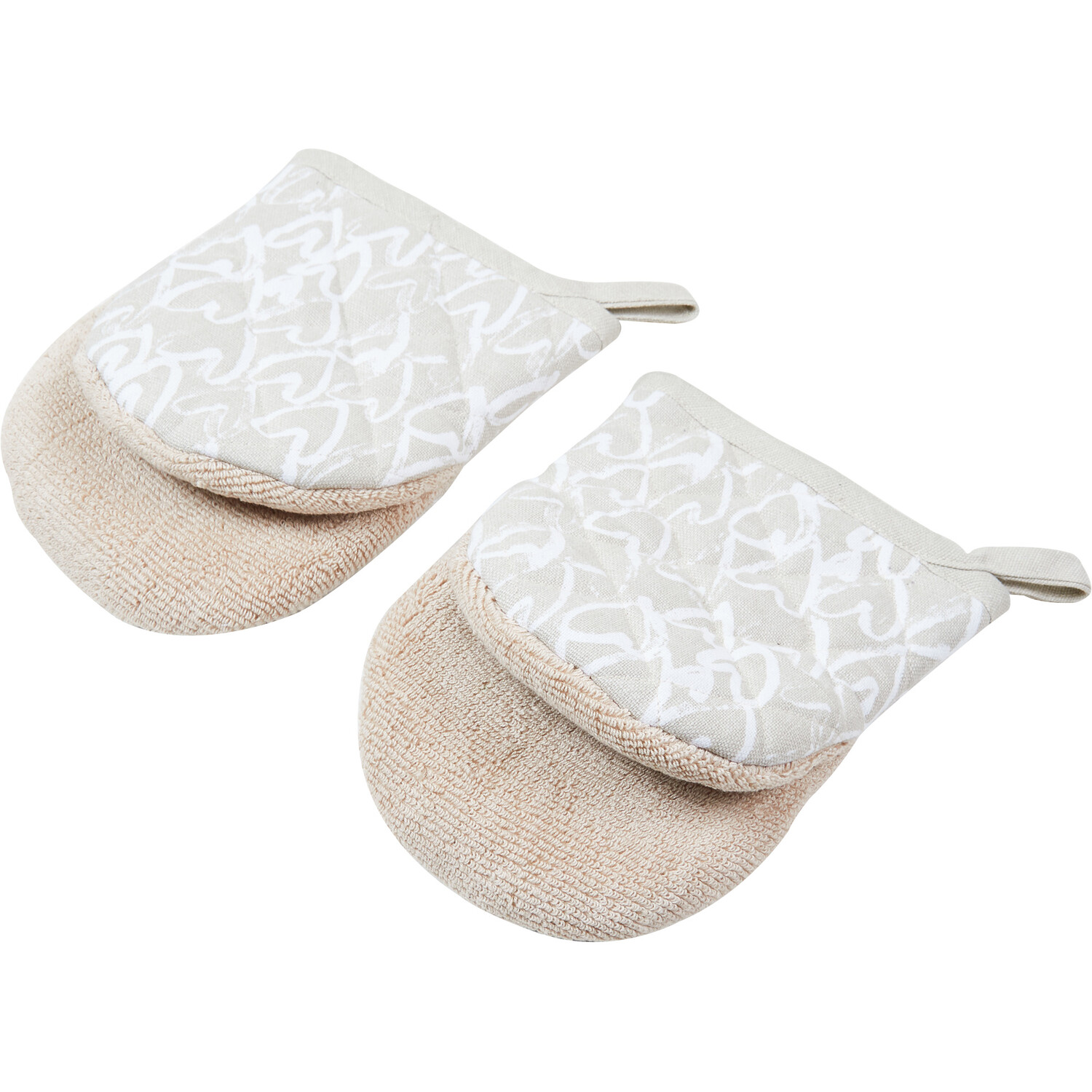 Pack of 2 Gold Heart Air Fryer Micro Oven Mitts - Natural Image 3