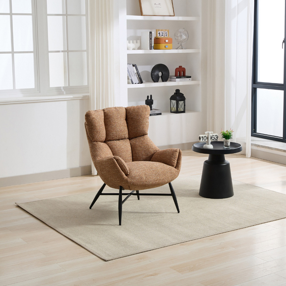 Milltown Rust Textured Fabric High Back Accent Chair Image 3