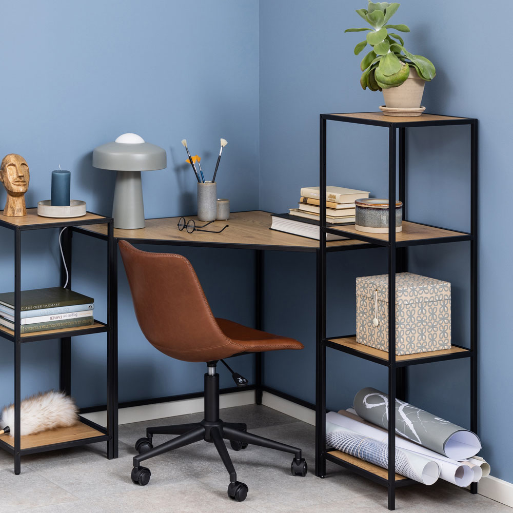 Furniture To Go Seaford Black and Oak 3 Shelf Narrow Bookcase Image 4