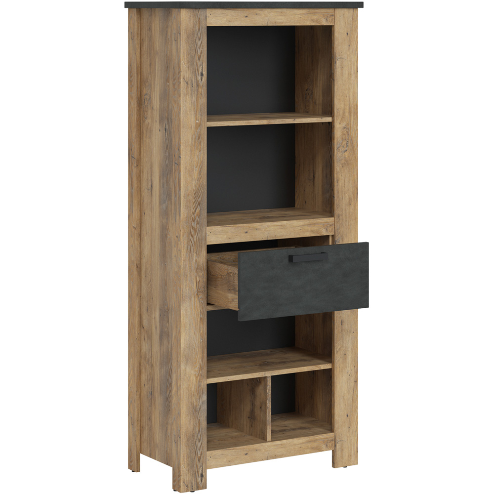 Furniture To Go Rapallo Chestnut and Matera Grey Single Drawer 5 Shelf Bookcase Image 2