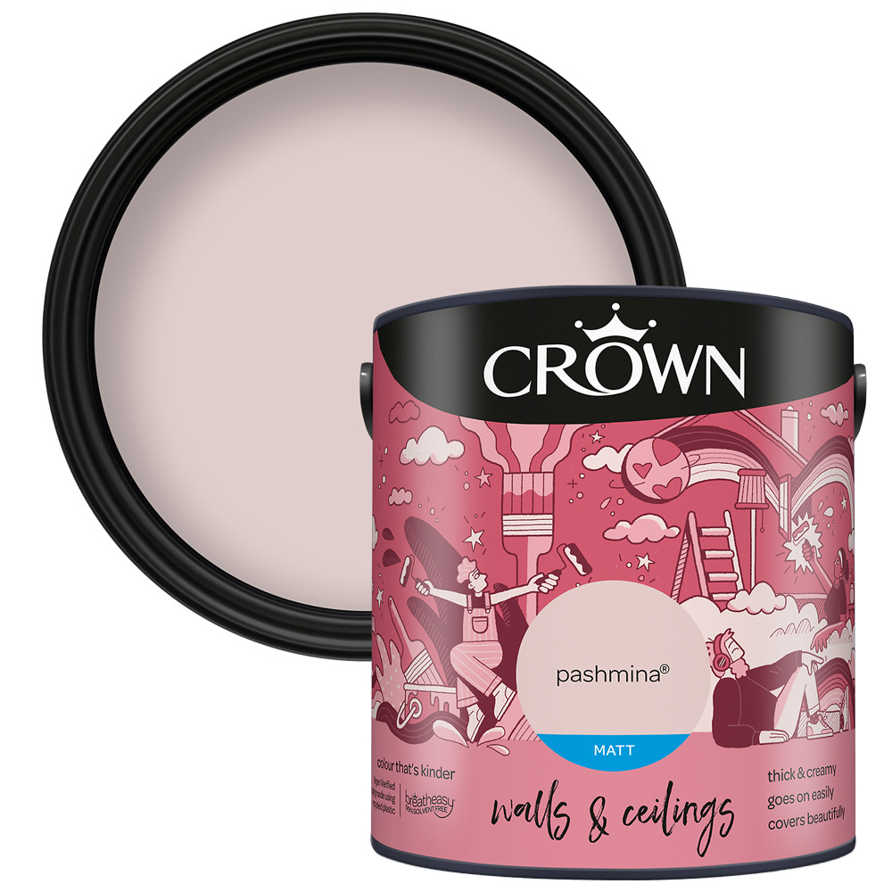 Crown Breatheasy Walls & Ceilings Pashmina Matt Emulsion Paint 2.5L Image 1