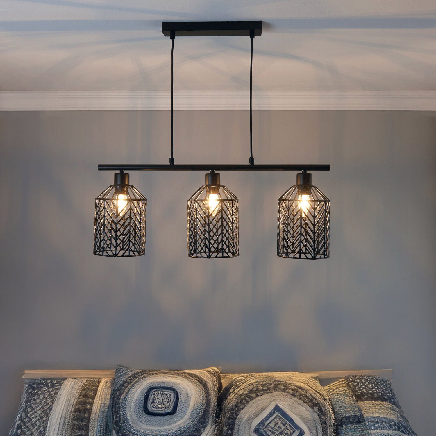 Industrial 3 Light Weaved Fitting Metal Ceiling Light Image 2