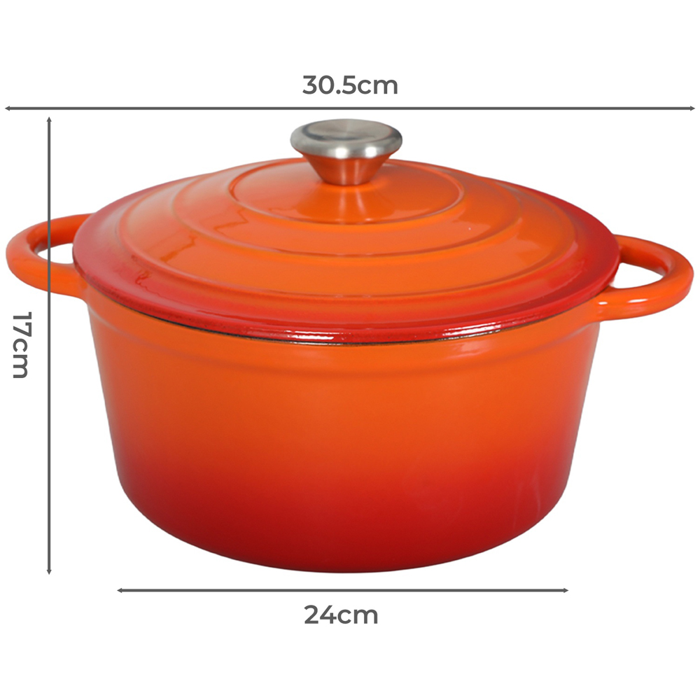 Toque Orange Cast Iron Enamelled Non-Stick Dutch Oven Casserole Dish Pot with Lid 24cm Image 9