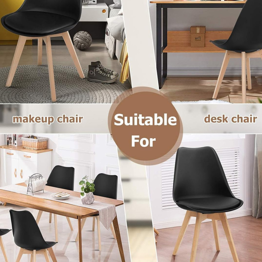 Life Interiors Lorenzo Black Faux Leather Plastic Dining Chairs Set of 6 Image 7