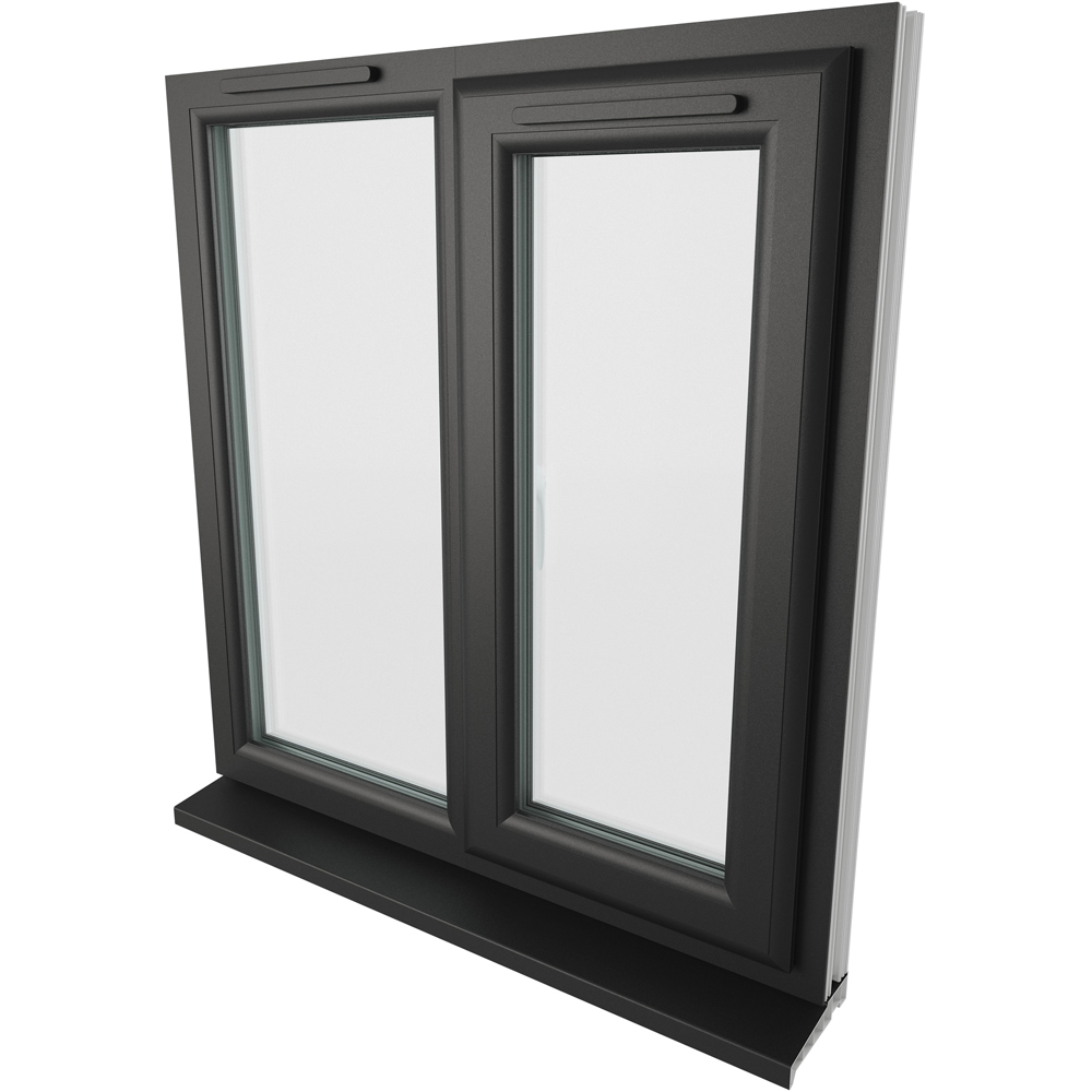 Crystal Black and White RH Side Hung Next to a Fixed Clear Triple Glazed Window 905 x 965mm Image 4