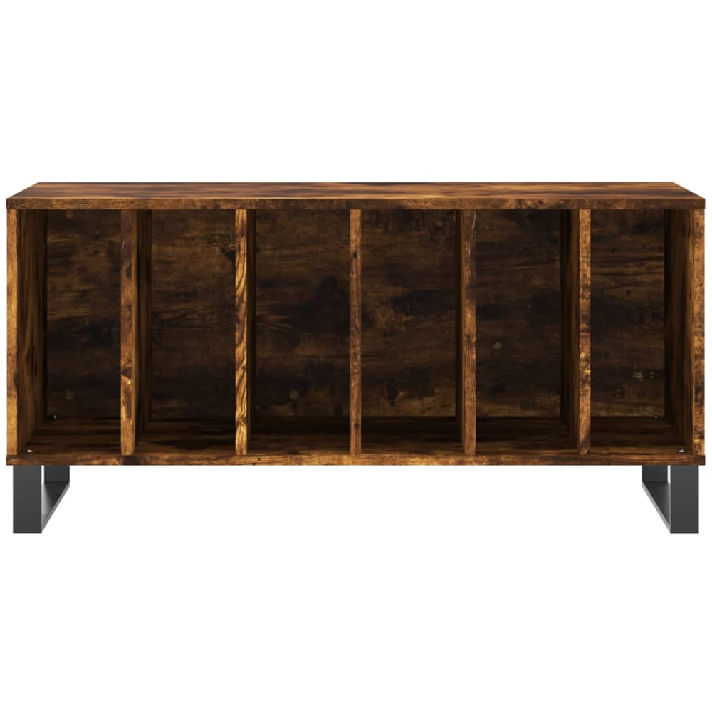 Walplus 6 Shelf Smoked Oak Industrial Style Record Cabinet Image 4