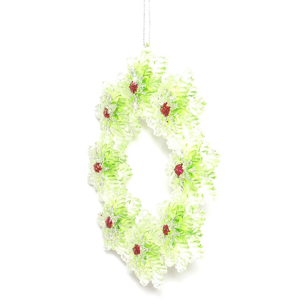 Glitter Wreath Hanging Decoration Green, Red and White Image 3