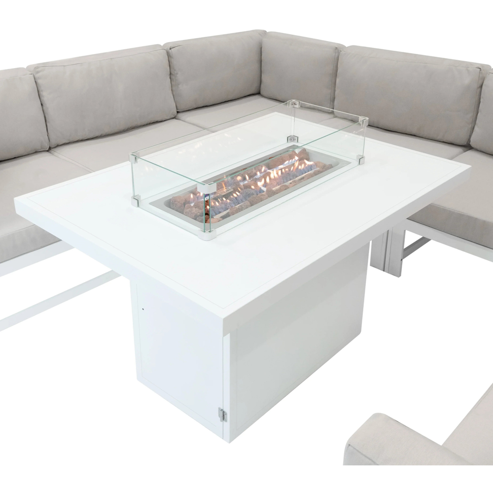 Jardi White 8 Seater Modular Garden Lounge Set with Fire Pit Image 4