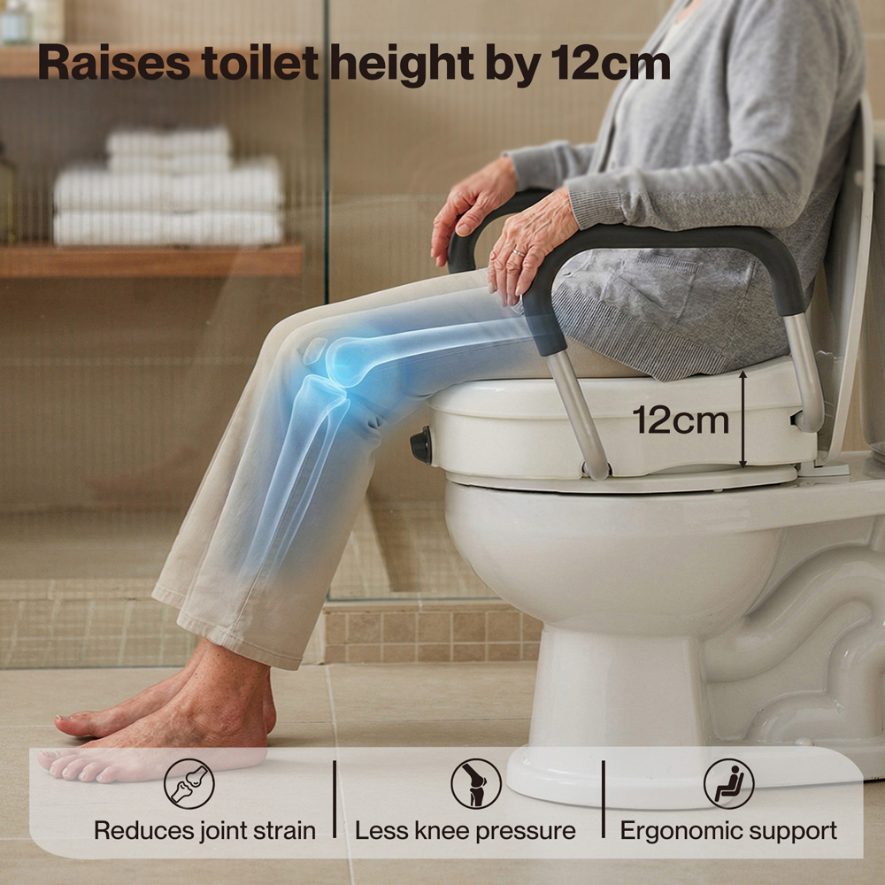 Levede Raised Toilet Seat with Armrest 4.7 inch Image 4