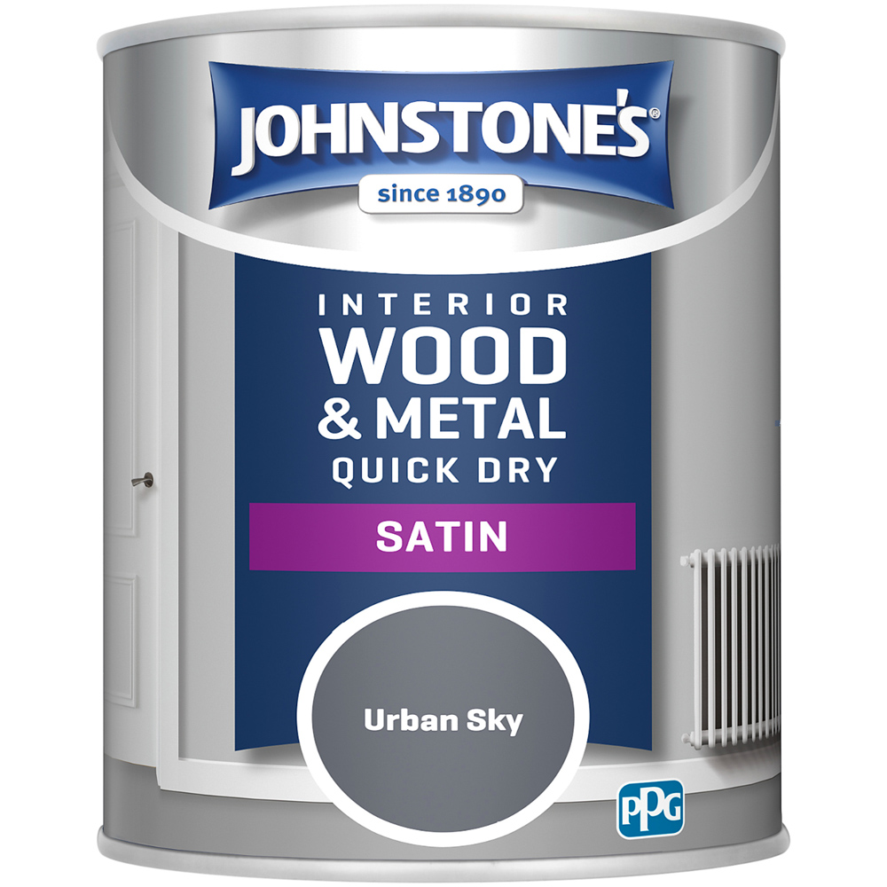 Johnstone's Quick Dry One Coat Metal & WoodUrban Sky Satin Paint 750ml Image 2