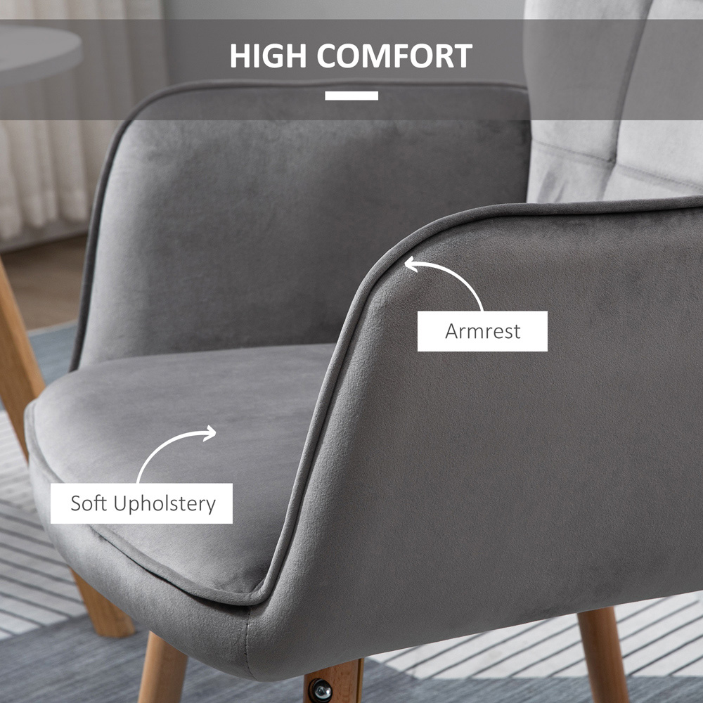 Portland Grey Tufted Wingback Armchair Image 5
