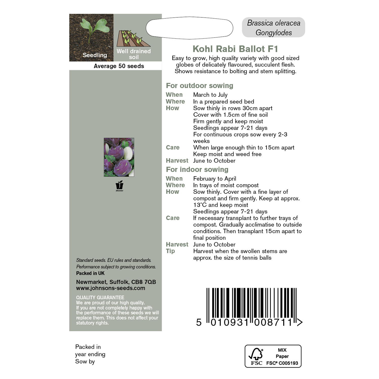 Johnsons Ballot F1 Kohl Rabi Seeds Image 3