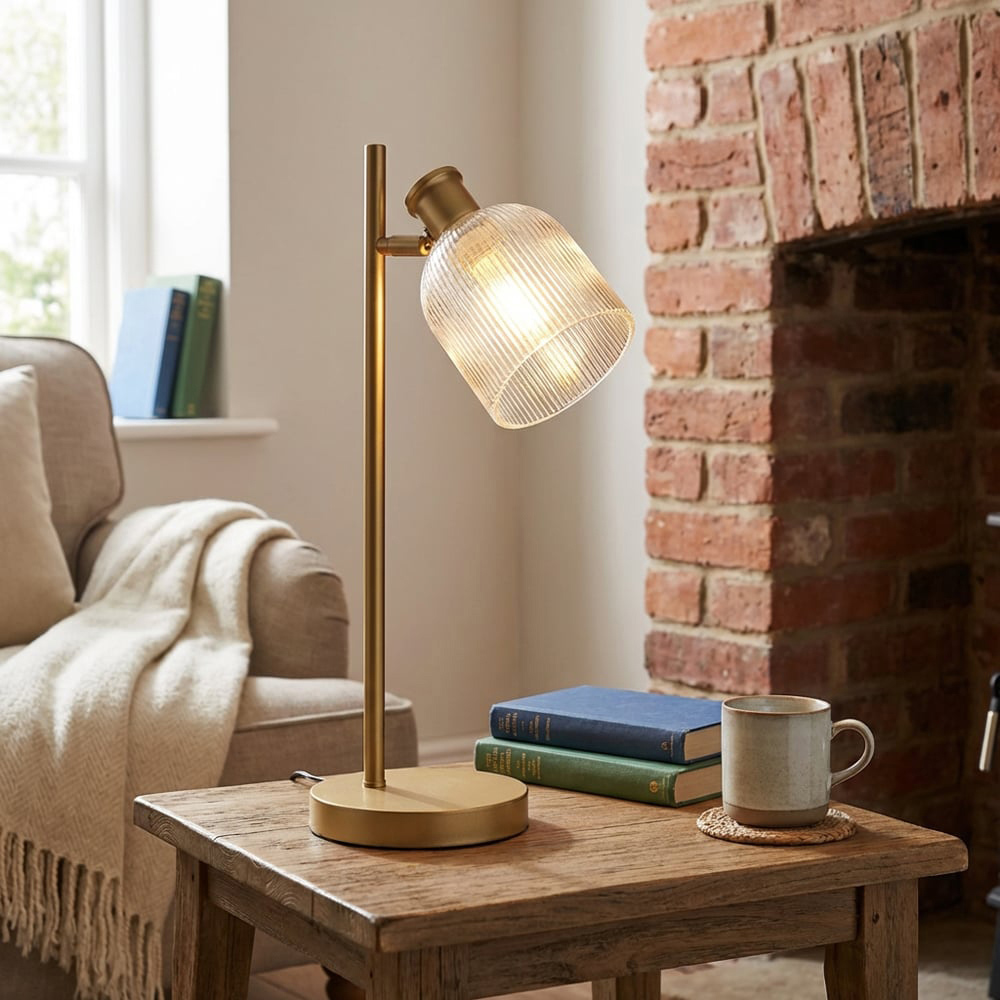 Gold Sorrento Glass Dome Table Lamp Image 3