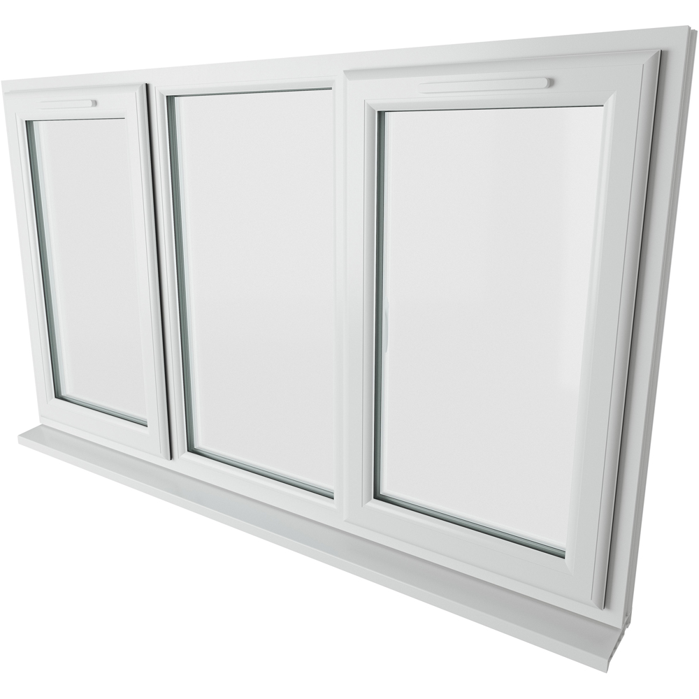Crystal LH and RH Side Hung Fixed Centre White Clear Glass uPVC Triple Glazed Window 1770 x 1040mm Image 9