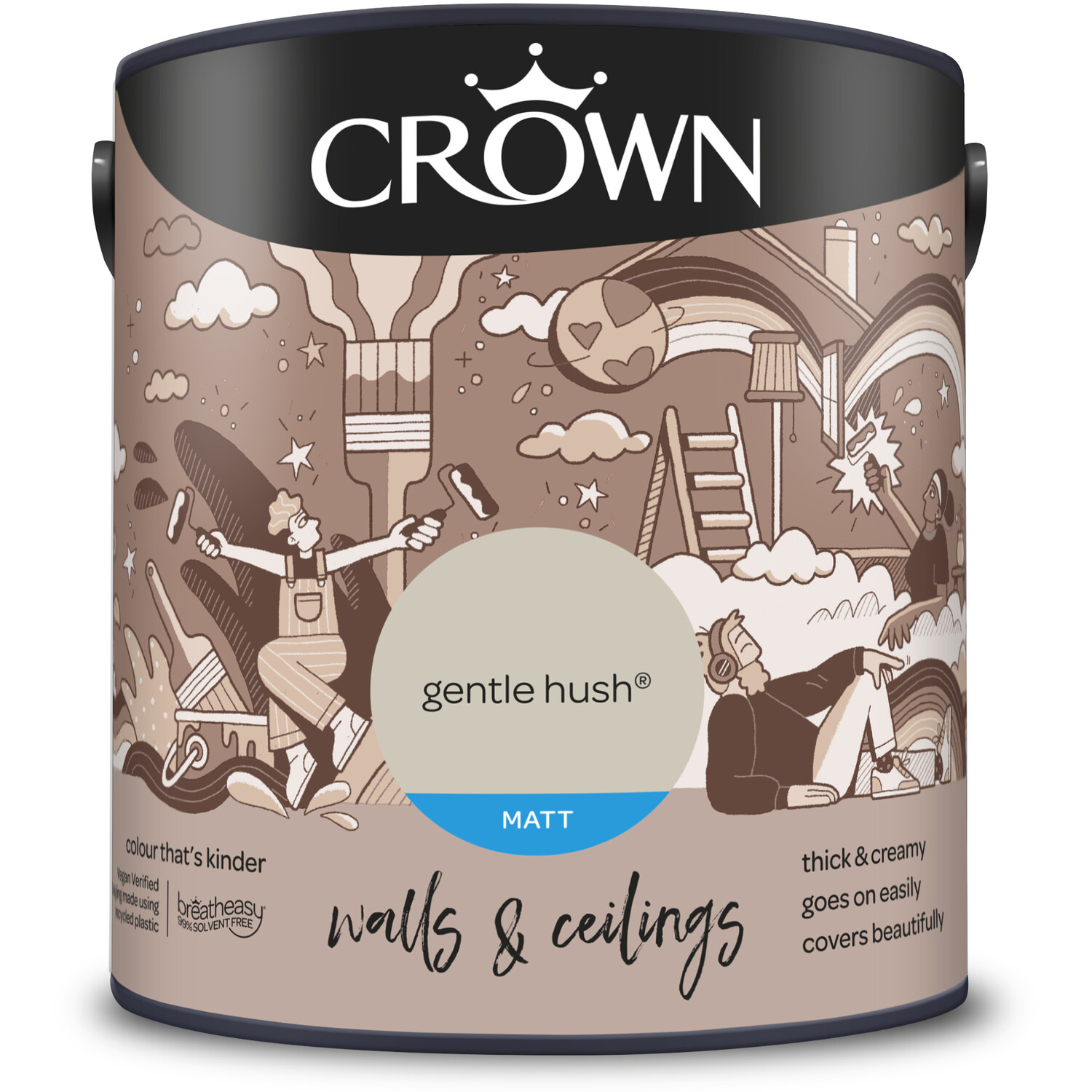 Crown Walls and Ceilings Gentle Hush Matt Emulsion Paint 2.5L Image 3