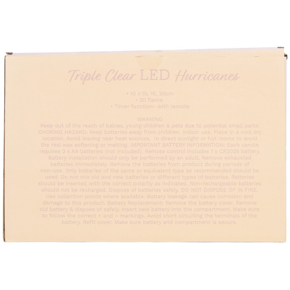 Set of 3 Clear LED Hurricane Candles - White Image 4