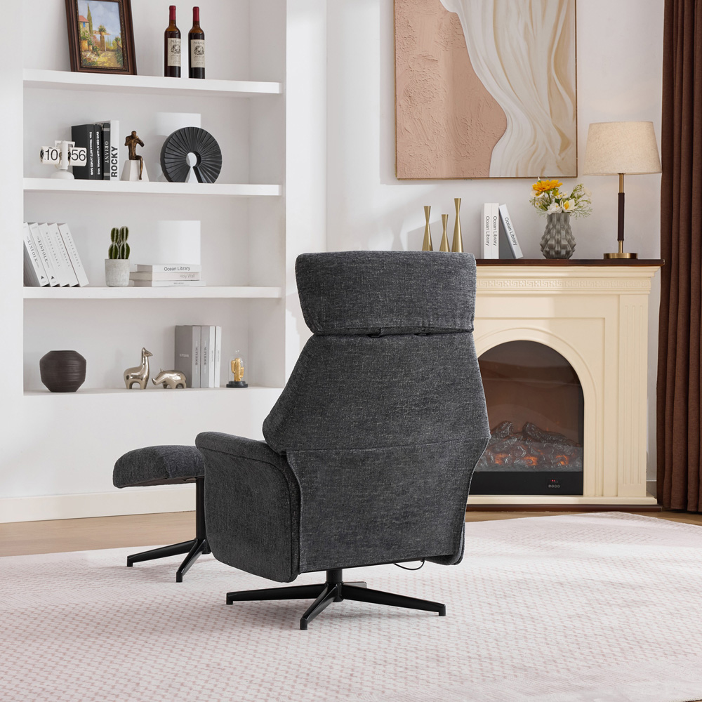 Queensbridge Dark Grey Swivel Chair and Footstool Image 6