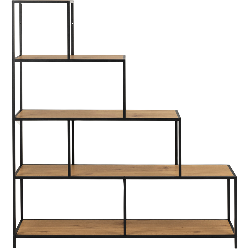 Furniture To Go Seaford Black and Oak 4 Shelf Bookcase Image 2
