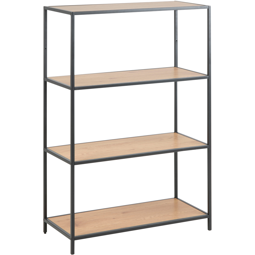 Furniture To Go Seaford Oak and Black 3 Shelf Metal Low Bookcase Image 6