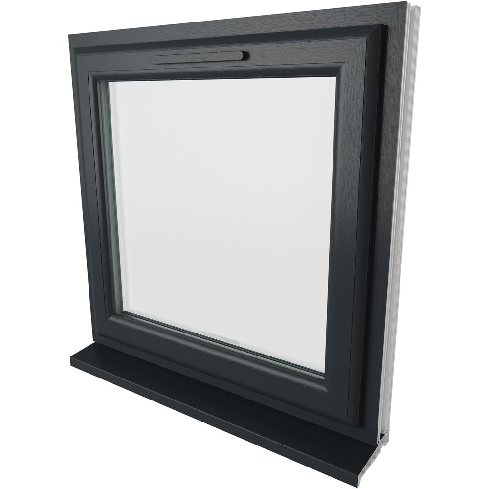 Crystal Top Hung Opener Grey White Clear Glass uPVC Double Glazed Window 820 x 820mm Image 9