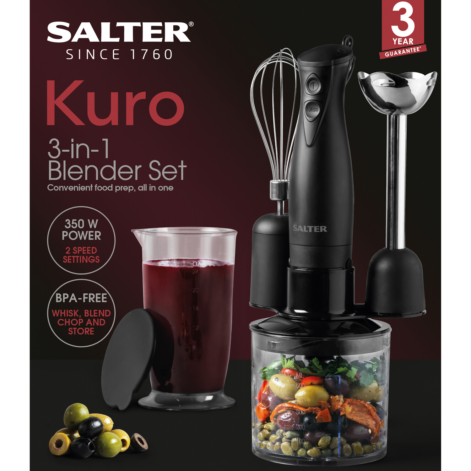 Salter Kuro 3 in 1 Blender Set - Black Image 8