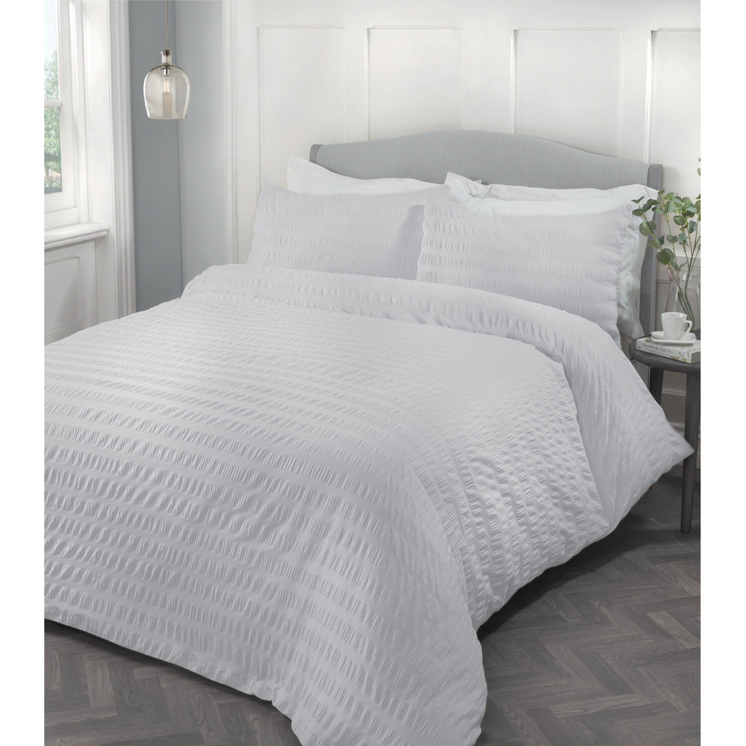 Divante Super King White Seersucker Duvet Set Image 4