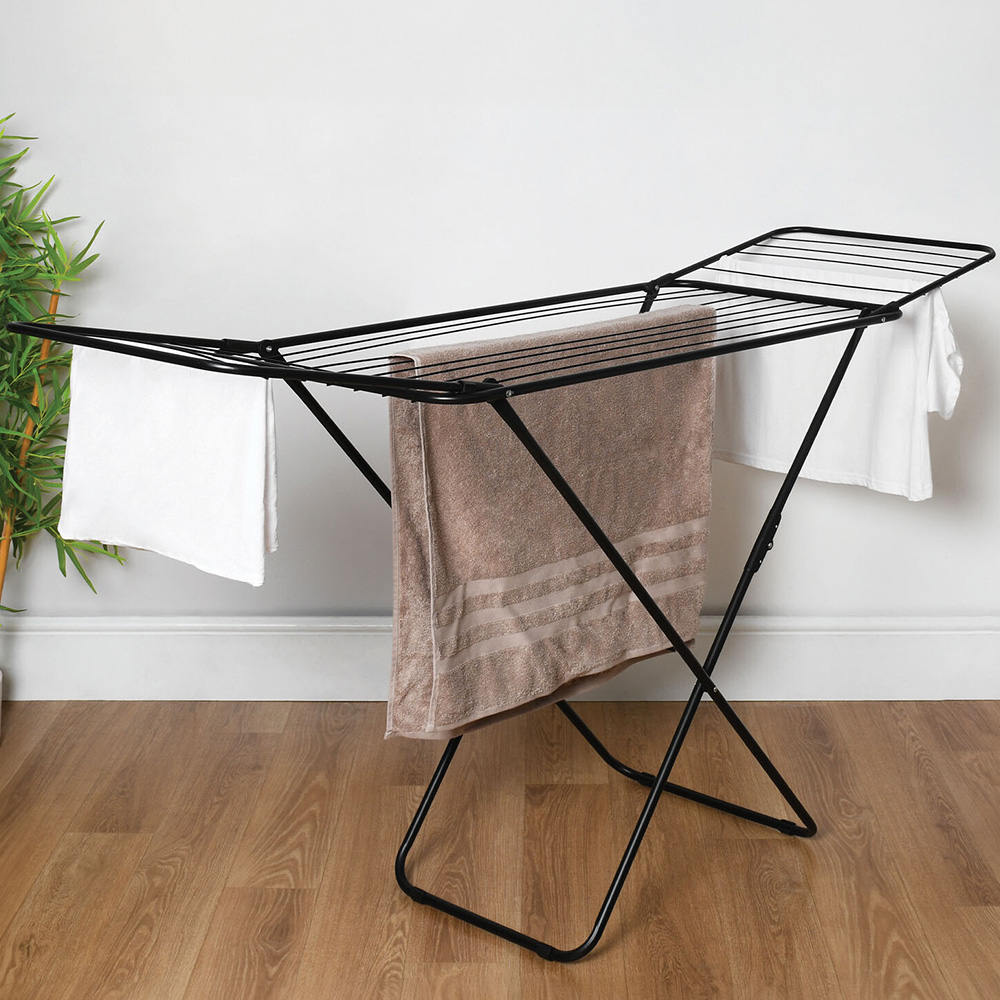 Living Solutions Wire Clothes Airer 18m - Black Image 2