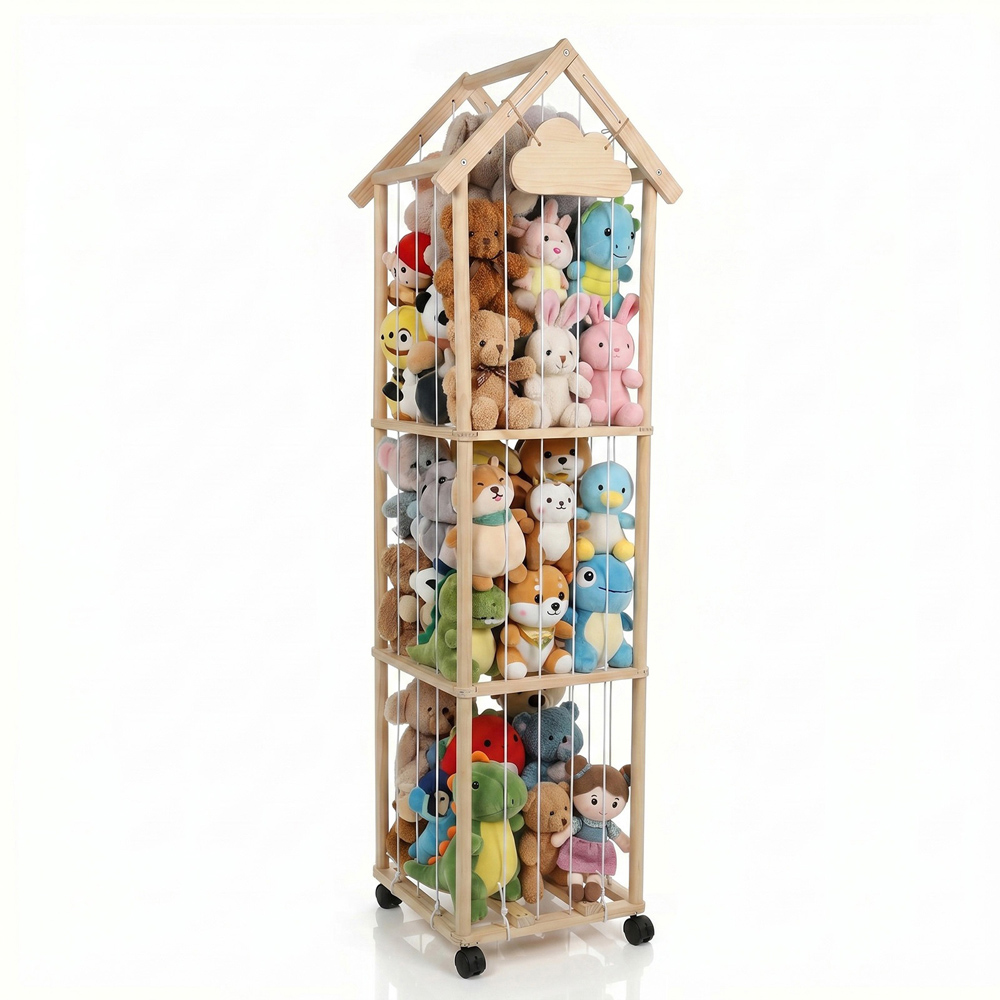 Levede House-Shaped Kids Toy Organiser with Lockable Wheels Image 2