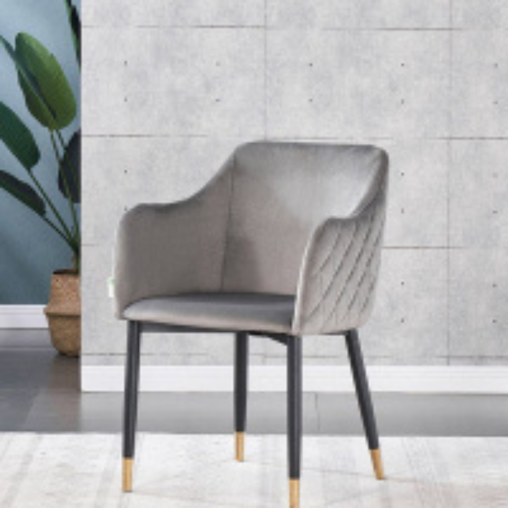 Life Interiors Verona Grey and Gold Velvet Upholstered Dining Chair Set of 4 Image 3