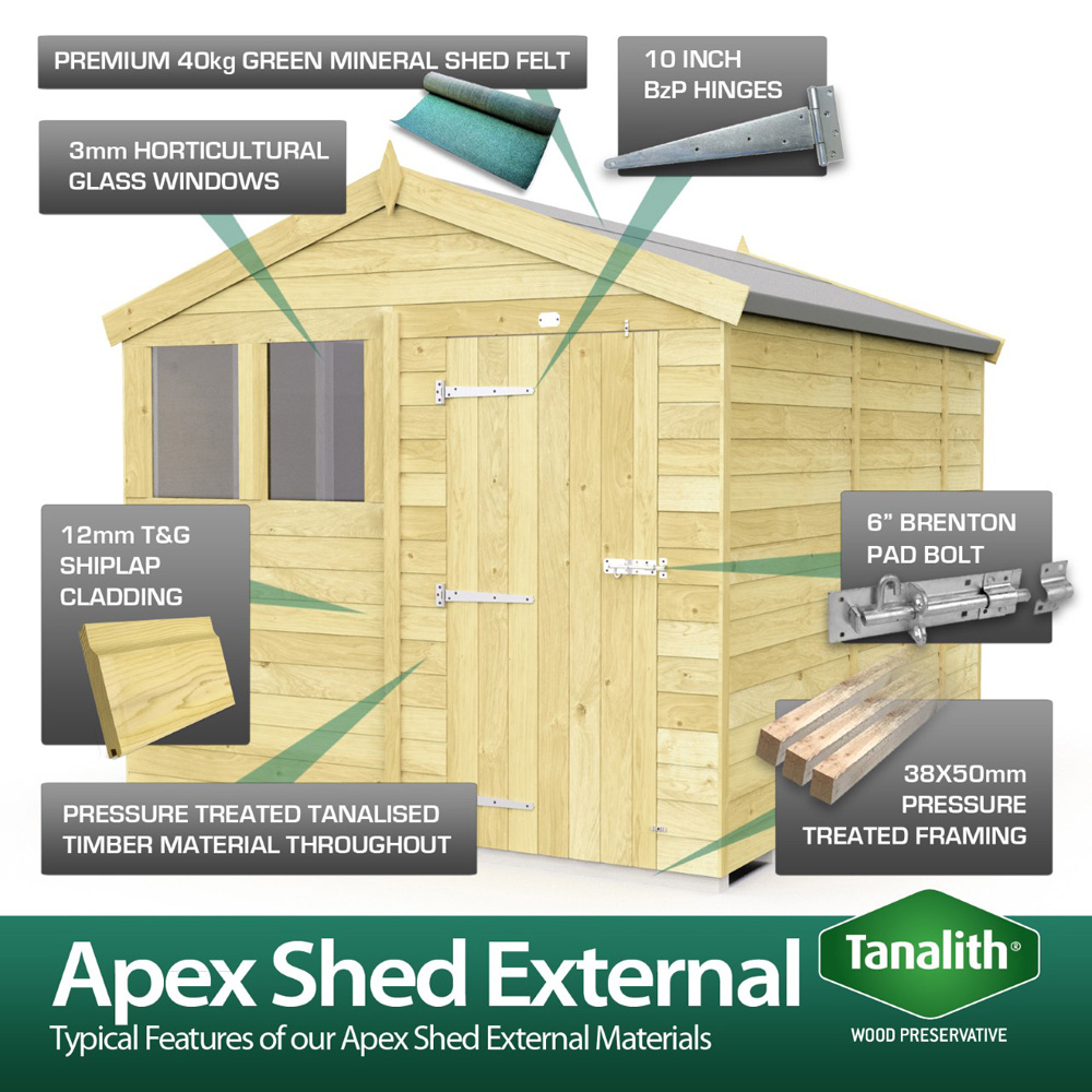 DIY Sheds 7 x 16ft Tongue and Groove Timber Apex Security Garden Shed Image 8
