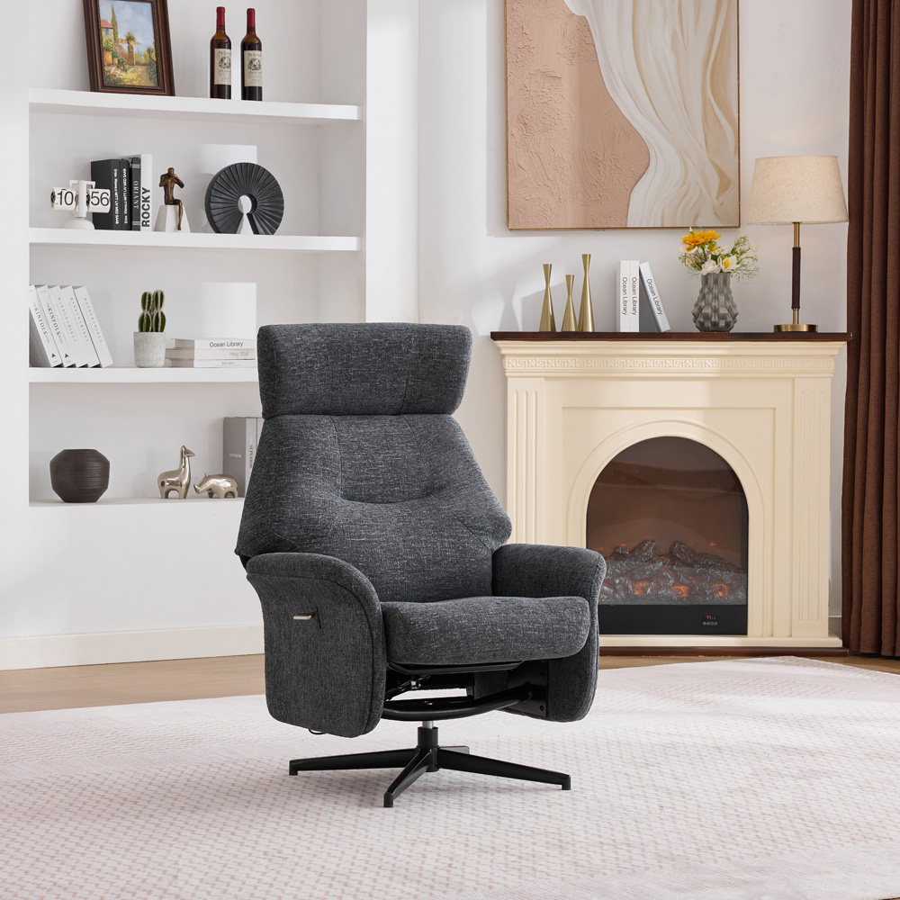 Queensbridge Dark Grey Swivel Chair and Footstool Image 3