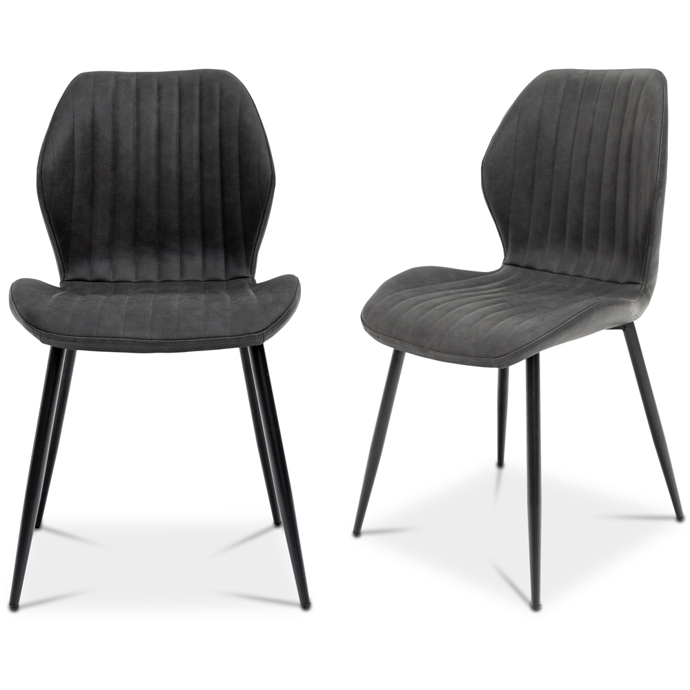 WF Sheldon Charcoal PU Faux Leather Dining Chairs with Black Legs Set of 2 Image 3