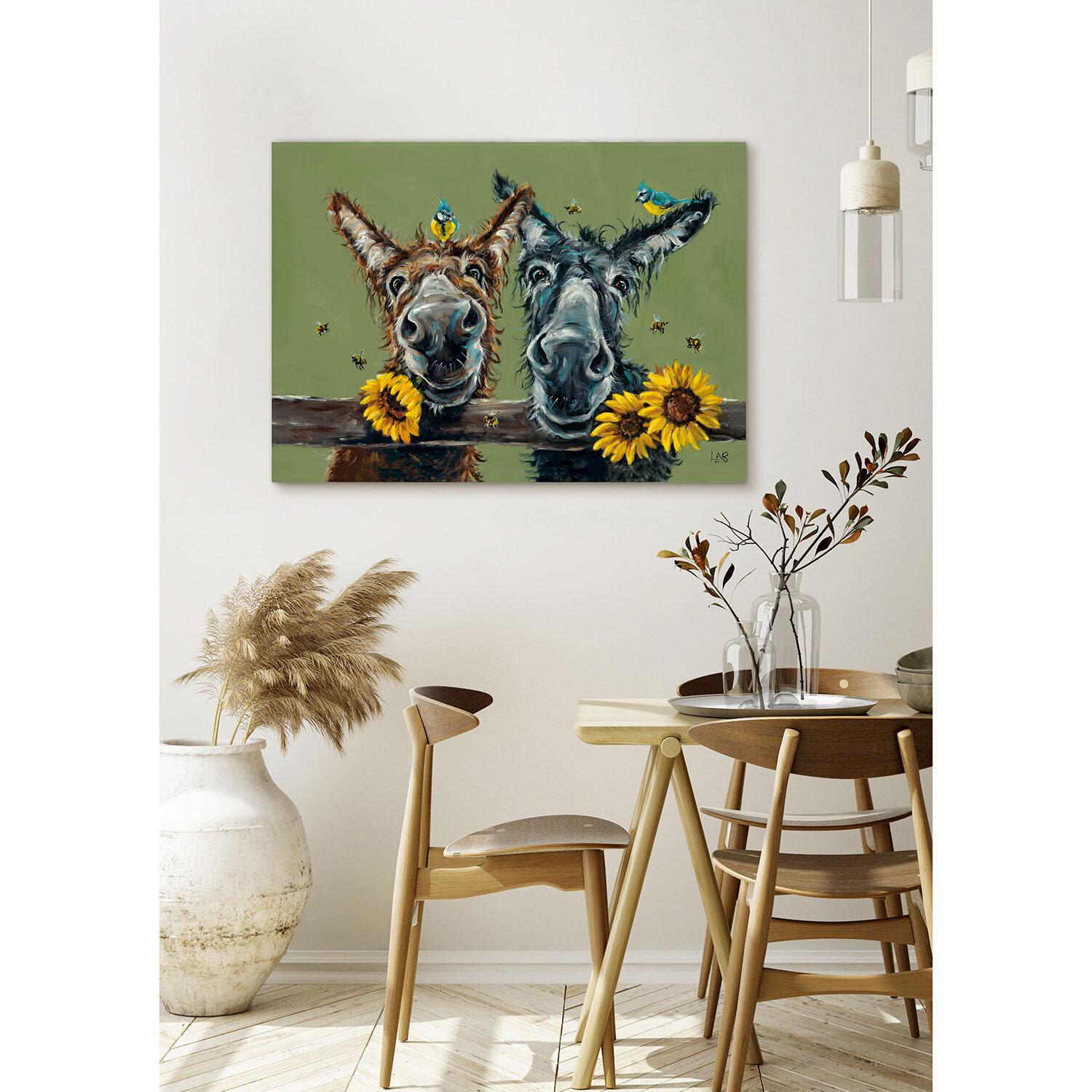 Louise Brown Donkey Duo Canvas - Multicolour Image 4
