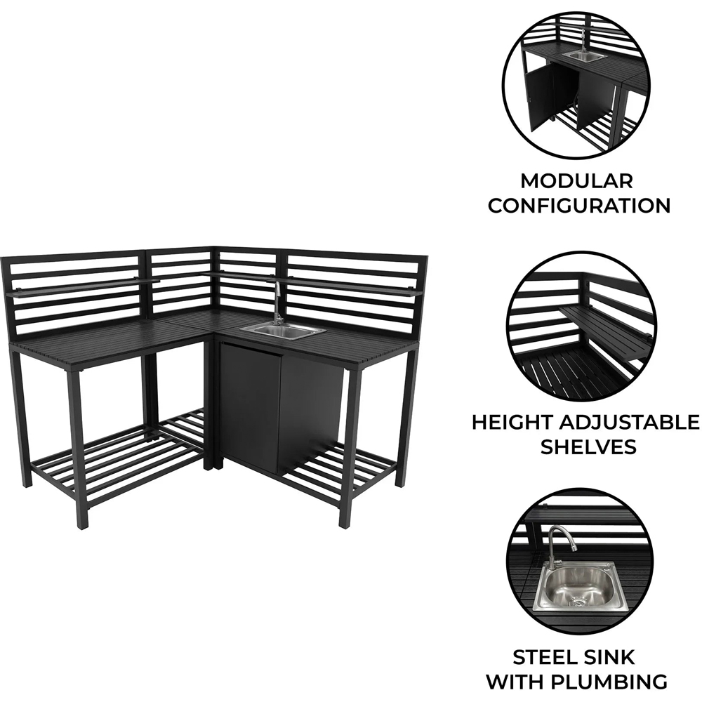 MonsterShop Anthracite Grey 3 Piece Outdoor Kitchen Set Image 4