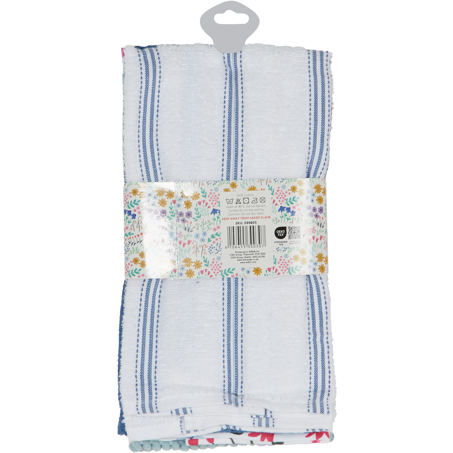 Pack of 3 Wild Flower Tea Towels - Blue Image 5