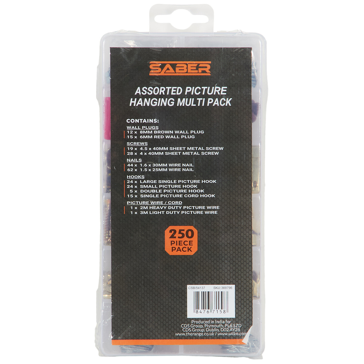 Saber 250 Piece Picture Hanging Set - Multicolour Image 2