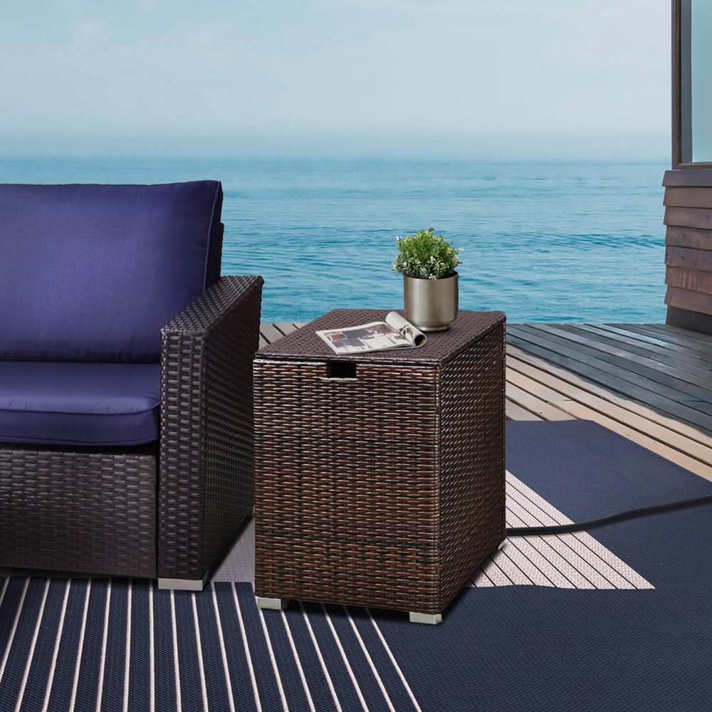 Teamson Home Brown Wicker Gas Tank Table with Cover Image 6